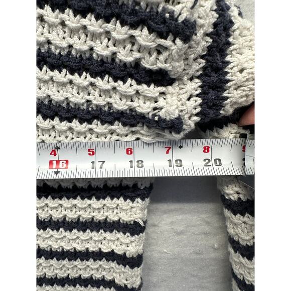 Madewell Knit Crochet Pullover Blue White Nautical Sweater Small - Picture 5 of 8